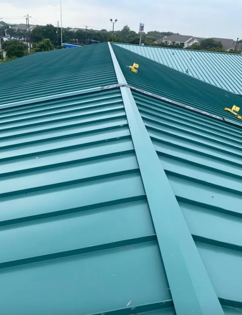 Green commercial metal roof ridge and valley for Metal Roof Repair in Emmaus